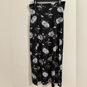 Loveappella Black Maxi Skirt with White Floral Print